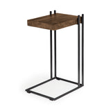 Maddox 16L x 13.5W x 27H Medium Brown Wood w/ Black Metal C-shaped End/Side Table from Mercana - Luna Furniture