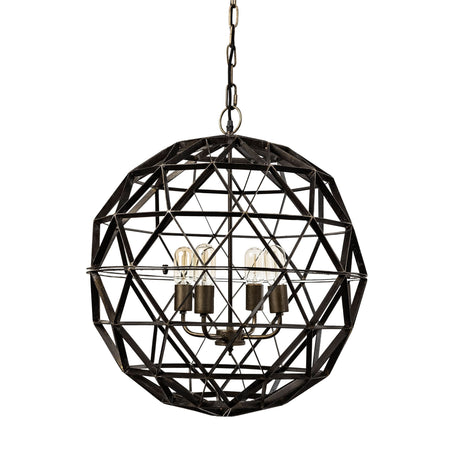 Dyson II (22.5"D) Black Metal Triangular Orb Four Bulb Chandelier from Mercana - Luna Furniture