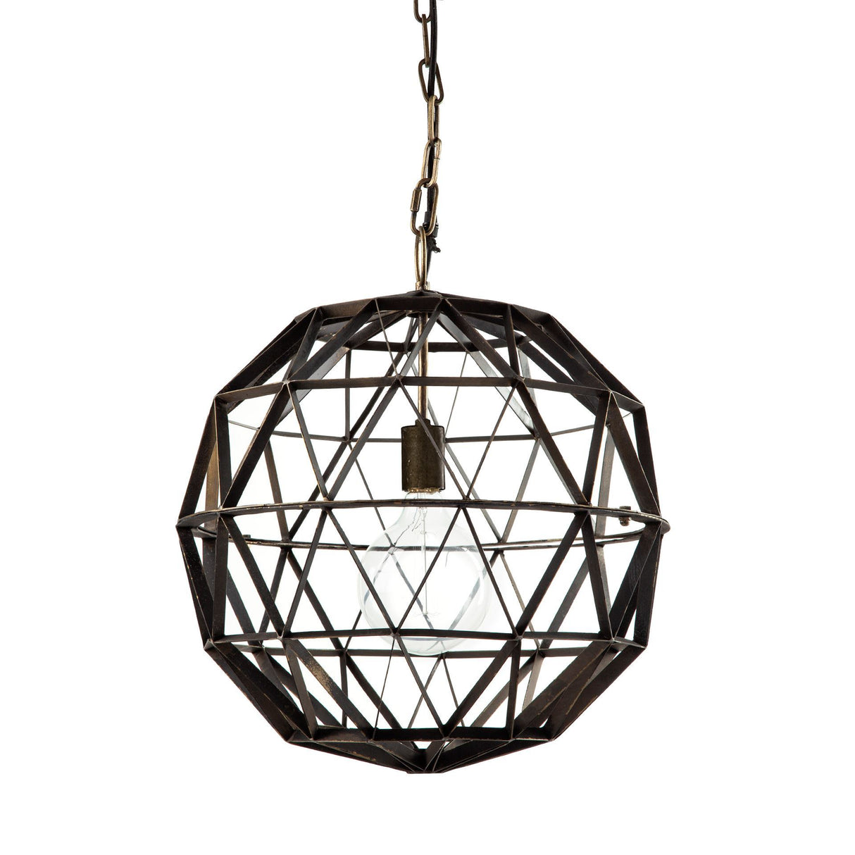 Dyson I 18x18 Black Metal Triangular Orb Pendant Light from Mercana - Luna Furniture