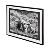 B&W Longhorn III by Tyler Stockton a Framed Photo Art Print Matted under Glass from Mercana - Luna Furniture