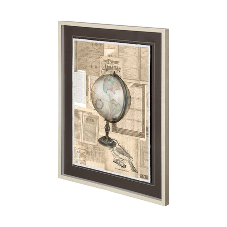 Academic Globe Illustration by BrennHarvey Hand Embellished Framed Art Print Matted under Glass from Mercana - Luna Furniture