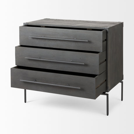 Ward 34L x 18W Brown Wood and Iron 3 Drawer Accent Cabinet from Mercana - Luna Furniture