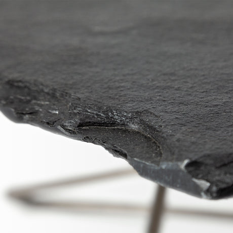 Pinera 37"x33" Black Slate With Iron Base Coffee Table from Mercana - Luna Furniture