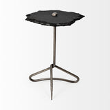 Pinera II 19L x 19W Black Slate Top W/ Triangular Iron Base Accent Table from Mercana - Luna Furniture