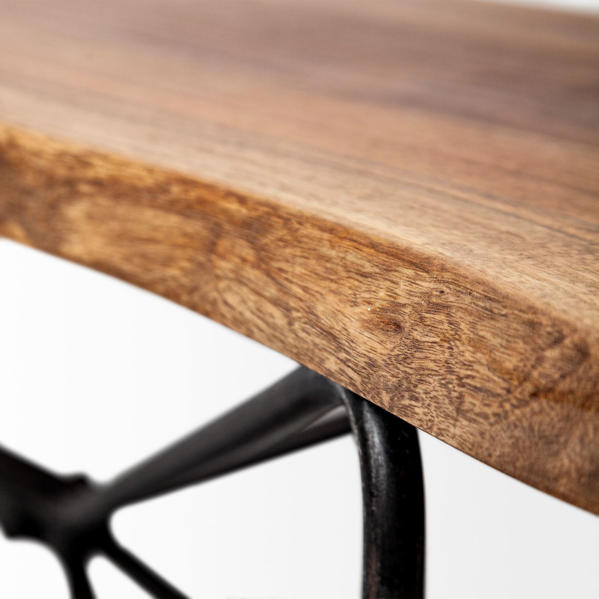 Papillion III 66x18 Natural Solid Wood and Iron Dining Bench from Mercana - Luna Furniture