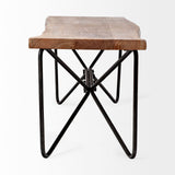 Papillion III 66x18 Natural Solid Wood and Iron Dining Bench from Mercana - Luna Furniture