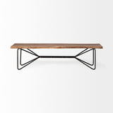 Papillion III 66x18 Natural Solid Wood and Iron Dining Bench from Mercana - Luna Furniture