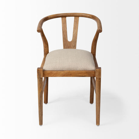 Trixie Cream Fabric Seat Brown Wood Frame Dining Chair from Mercana - Luna Furniture