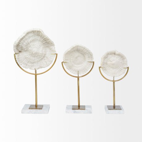 Sandy III (Large) 8L x 4W White Coastal Sand Dollar Object from Mercana - Luna Furniture