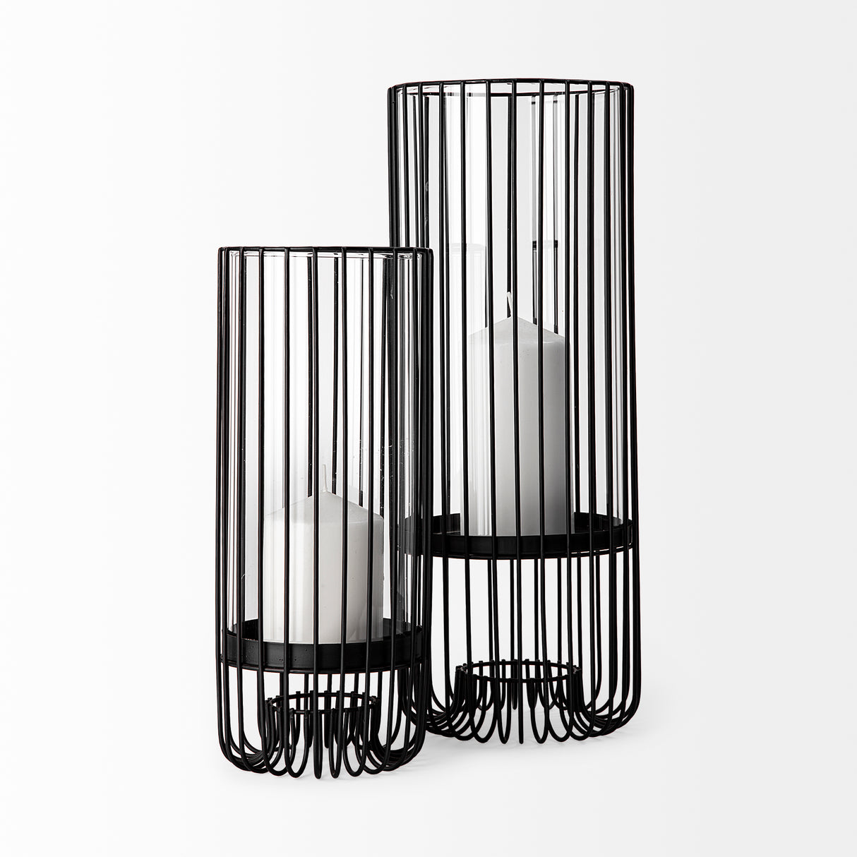 Velo II Large Black Metal Cylindrical Table Candle Holder from Mercana - Luna Furniture