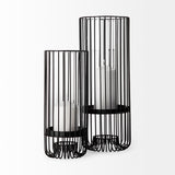 Velo II Large Black Metal Cylindrical Table Candle Holder from Mercana - Luna Furniture
