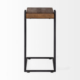 Maddox 16L x 13.5W x 27H Medium Brown Wood w/ Black Metal C-shaped End/Side Table from Mercana - Luna Furniture