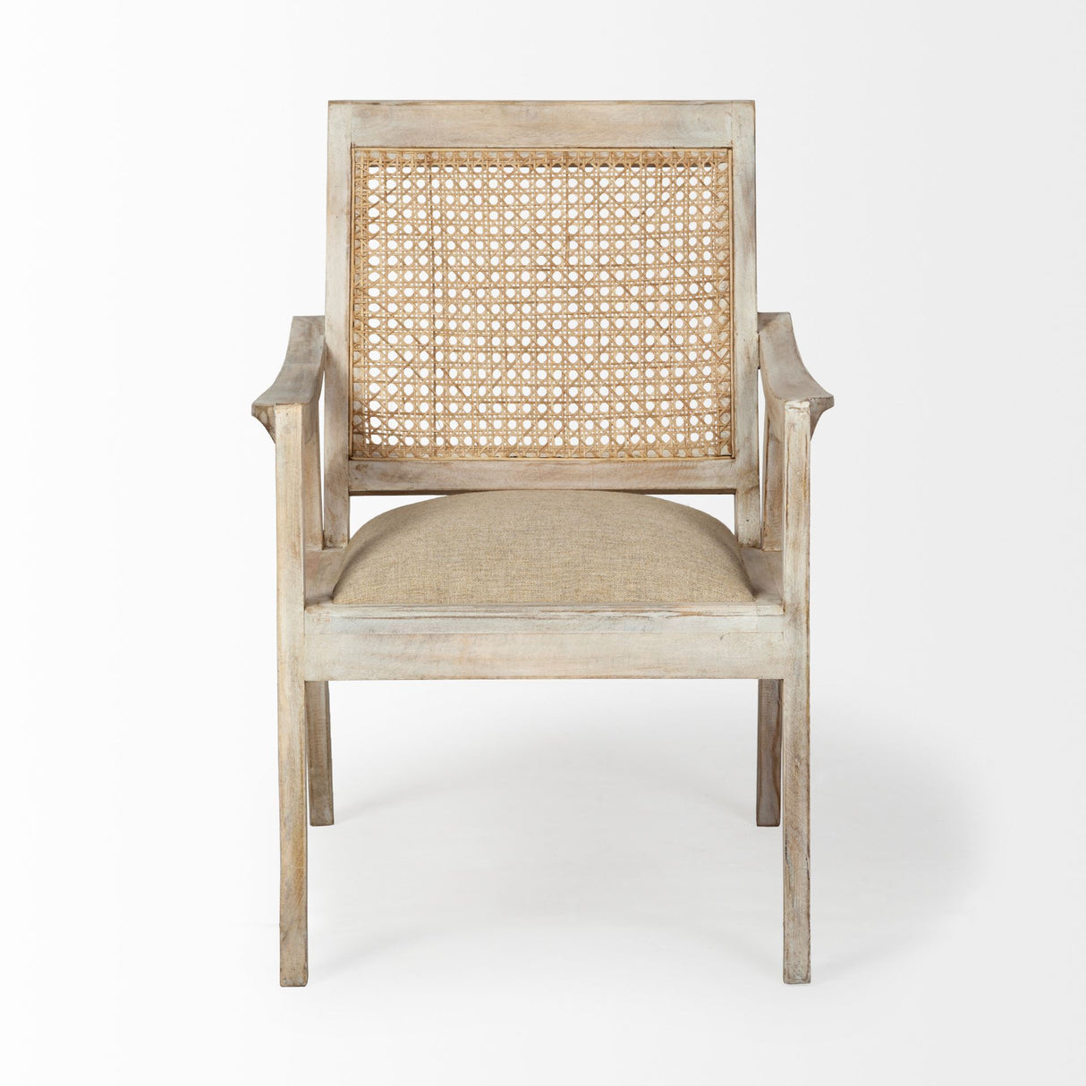 Teryn Cream Linen Seat And Natural Wooden Base w/ Mesh Back Accent Chair from Mercana - Luna Furniture