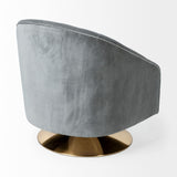 James II Gray Blue Velvet Covered Seat w Gold Swivel Base Accent Chair from Mercana - Luna Furniture