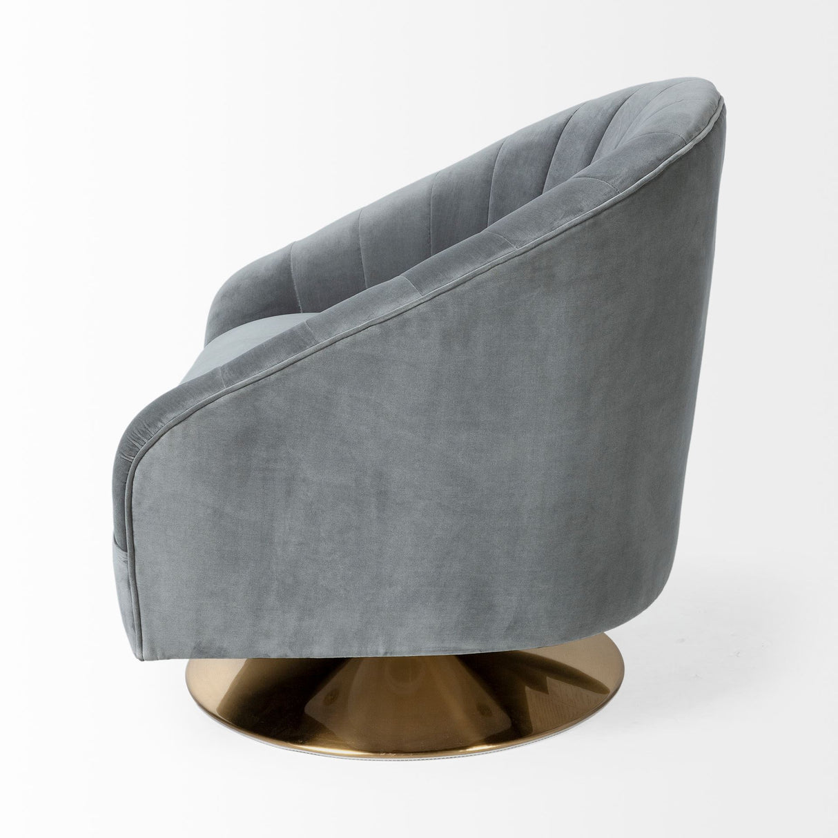 James II Gray Blue Velvet Covered Seat w Gold Swivel Base Accent Chair from Mercana - Luna Furniture