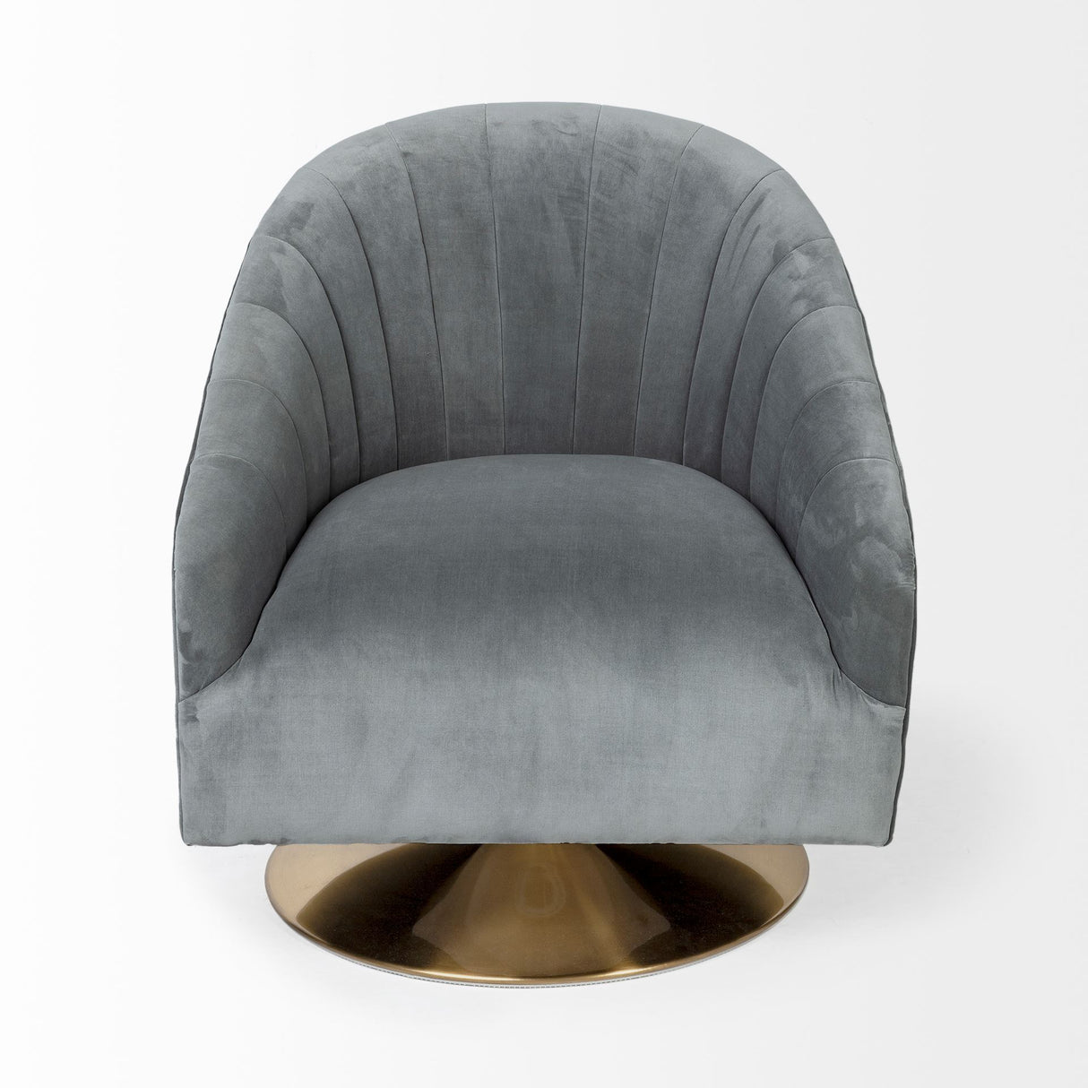 James II Gray Blue Velvet Covered Seat w Gold Swivel Base Accent Chair from Mercana - Luna Furniture