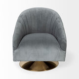James II Gray Blue Velvet Covered Seat w Gold Swivel Base Accent Chair from Mercana - Luna Furniture