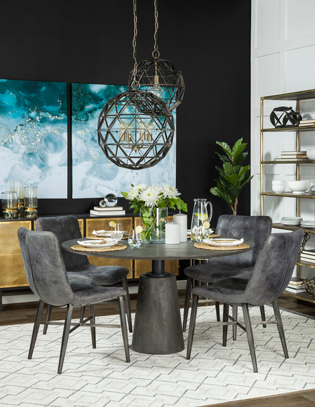 Horsdal Black Genuine Leather Seat w/ Black Metal Frame Dining Chair from Mercana - Luna Furniture