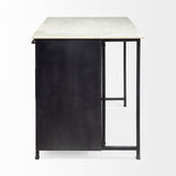 Fieri Solid Iron Black Body White Marble Top Four Drawer Kitchen Island from Mercana - Luna Furniture
