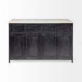 Fieri Solid Iron Black Body White Marble Top Four Drawer Kitchen Island from Mercana - Luna Furniture