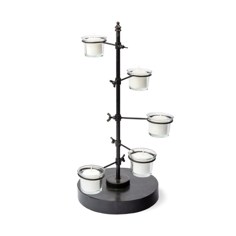 Jaran Black Metal Five Armed Tealight Table Candle Holder from Mercana - Luna Furniture