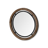 Josi 24" Brown Wood and Black Metal Frame Mirror from Mercana - Luna Furniture