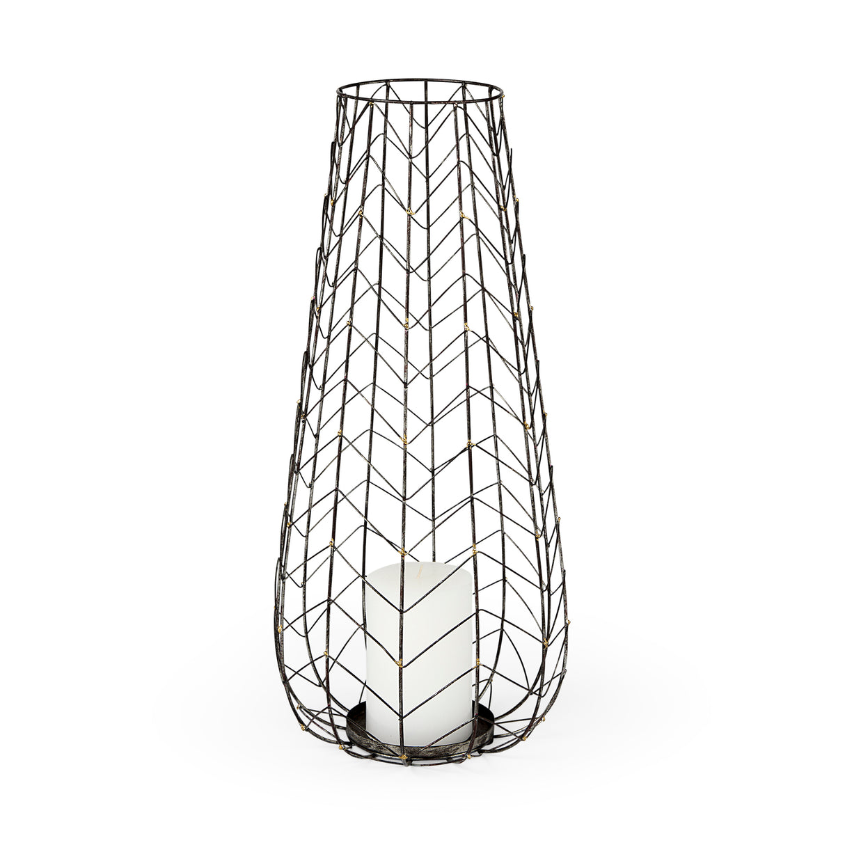 Petiole II Large Gold Toned Metal Table Candle Holder from Mercana - Luna Furniture