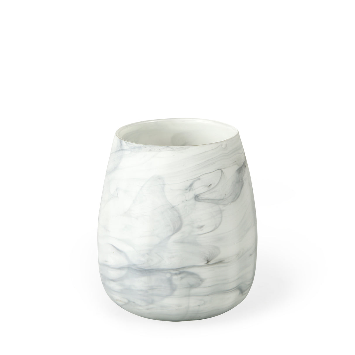 Volta I Short Gray Cream Glass Abstract Pattern Vase from Mercana - Luna Furniture