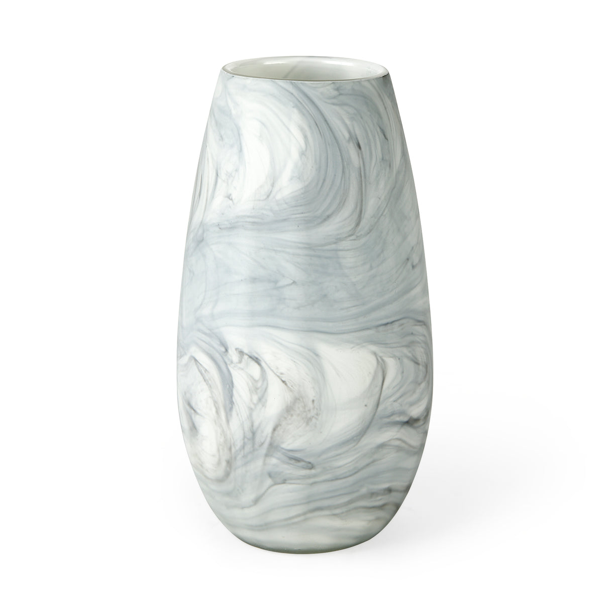 Volta II Tall White Gray Abstract Pattern Glass Vase from Mercana - Luna Furniture