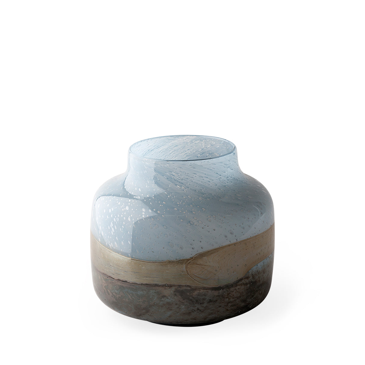 Nasser I Short Blue/Gold/Chrome Urn Style Glass Vase from Mercana - Luna Furniture