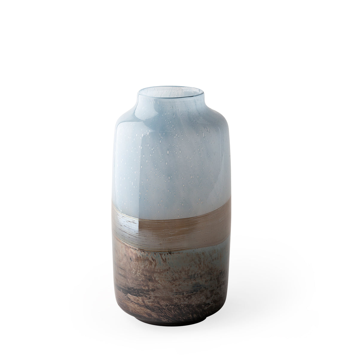 Nasser II Large Blue/Gold/Chrome Urn Style Glass Vase from Mercana - Luna Furniture