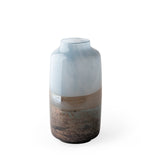 Nasser II Large Blue/Gold/Chrome Urn Style Glass Vase from Mercana - Luna Furniture