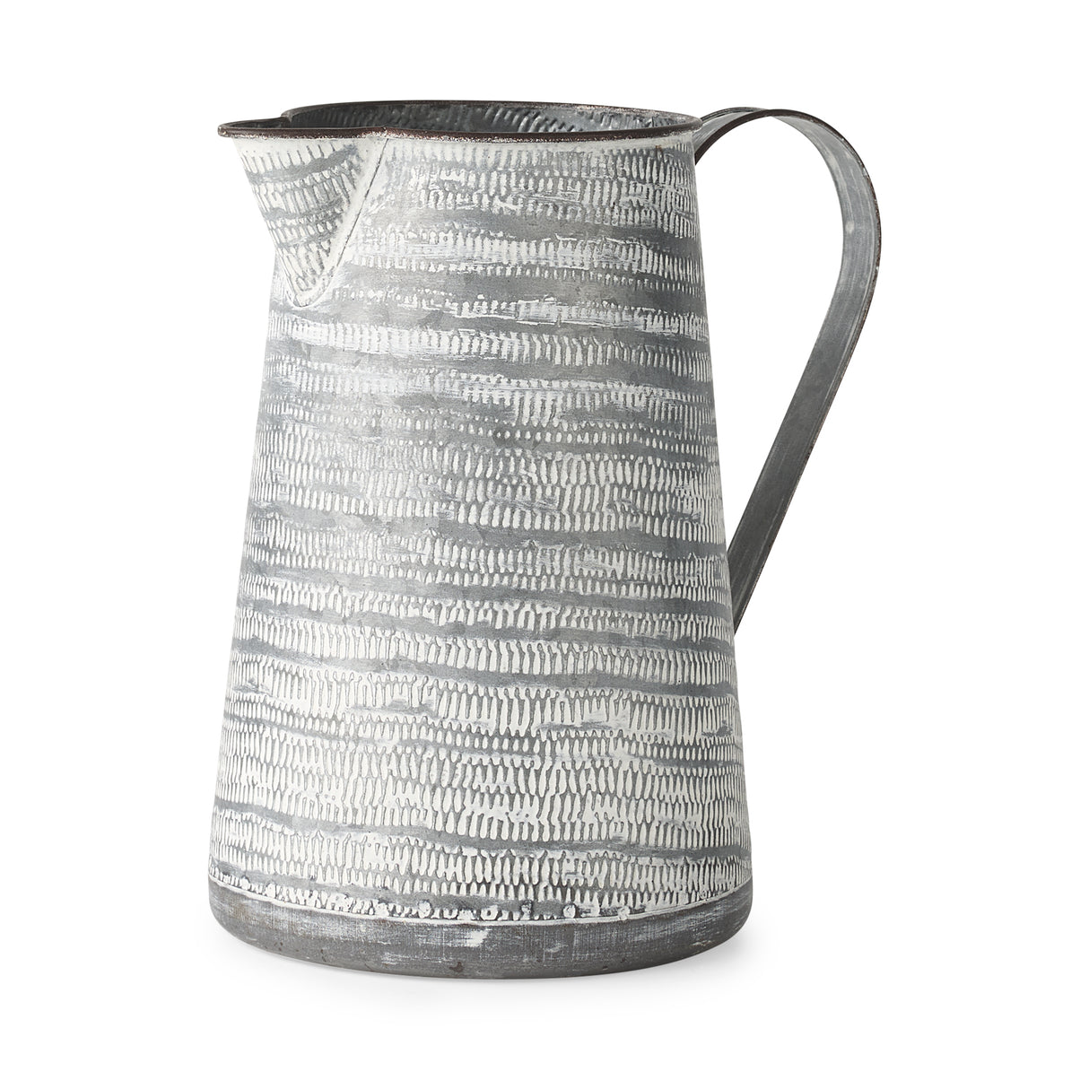 Serena II 11.2H Large Gray/White Textured Metal Jug from Mercana - Luna Furniture