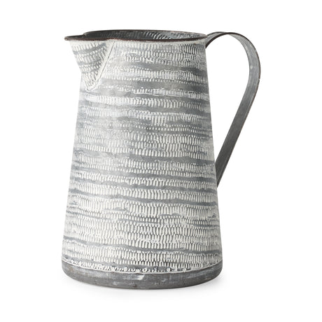 Serena II 11.2H Large Gray/White Textured Metal Jug from Mercana - Luna Furniture
