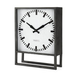 Felix Gray Metal Square Table Clock from Mercana - Luna Furniture