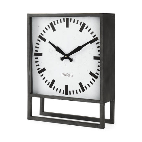 Felix Gray Metal Square Table Clock from Mercana - Luna Furniture