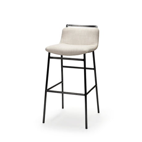 Kavalan 33.5" Total Height Beige Upholstered Seat Gray Metal Frame Counter Stool from Mercana - Luna Furniture