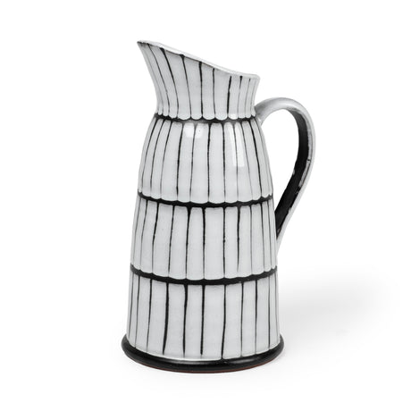 Lome Large White/Black Patterned Ceramic Water Pitcher from Mercana - Luna Furniture