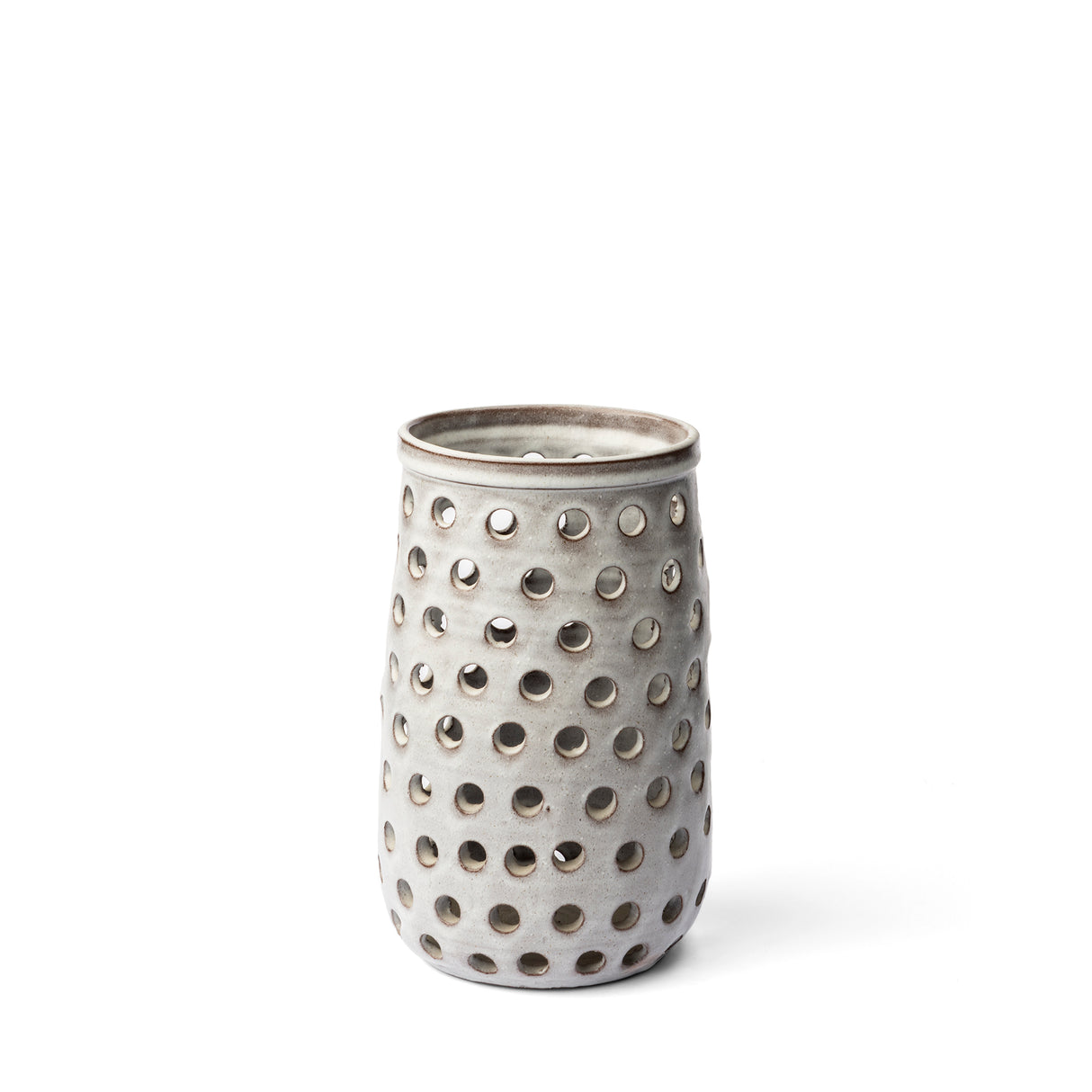 Canasta Small Rustic White Ceramic Cylindrical Vase from Mercana - Luna Furniture