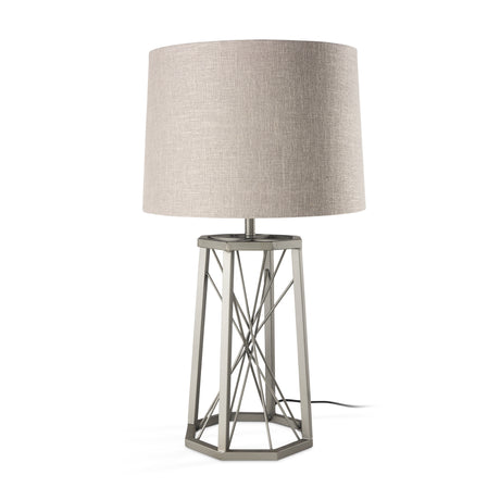 Raen (28.5"H) Gray Metal Octagonal Base w/Beige Shade Table Lamp from Mercana - Luna Furniture