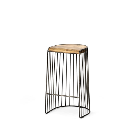 Seagram 30.5" Seat Height Brown Seat Black Metal Frame Stool from Mercana - Luna Furniture