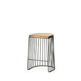 Seagram 25.6" Seat Height Brown Wood Seat Black Metal Frame Stool from Mercana - Luna Furniture
