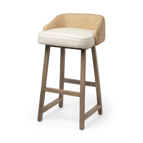 Monmouth 30.5" Seat Height Cream/Beige Fabric Seat Brown Wood Frame Bar Stool from Mercana - Luna Furniture