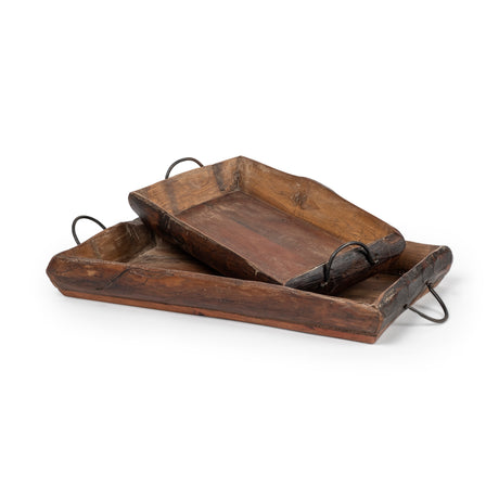 Durone (Set of 2) Brown Wooden Live Edge Serving Trays from Mercana - Luna Furniture