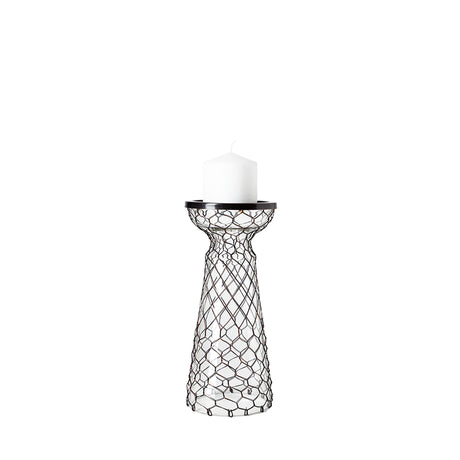 Shandra I Small Glass w/Metal Wire Snakeskin Pattern Table Candle Holder from Mercana - Luna Furniture