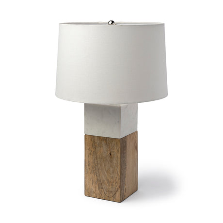 Woodrow (22.3"H) Light Brown Wood w/ White Accent Table Lamp from Mercana - Luna Furniture
