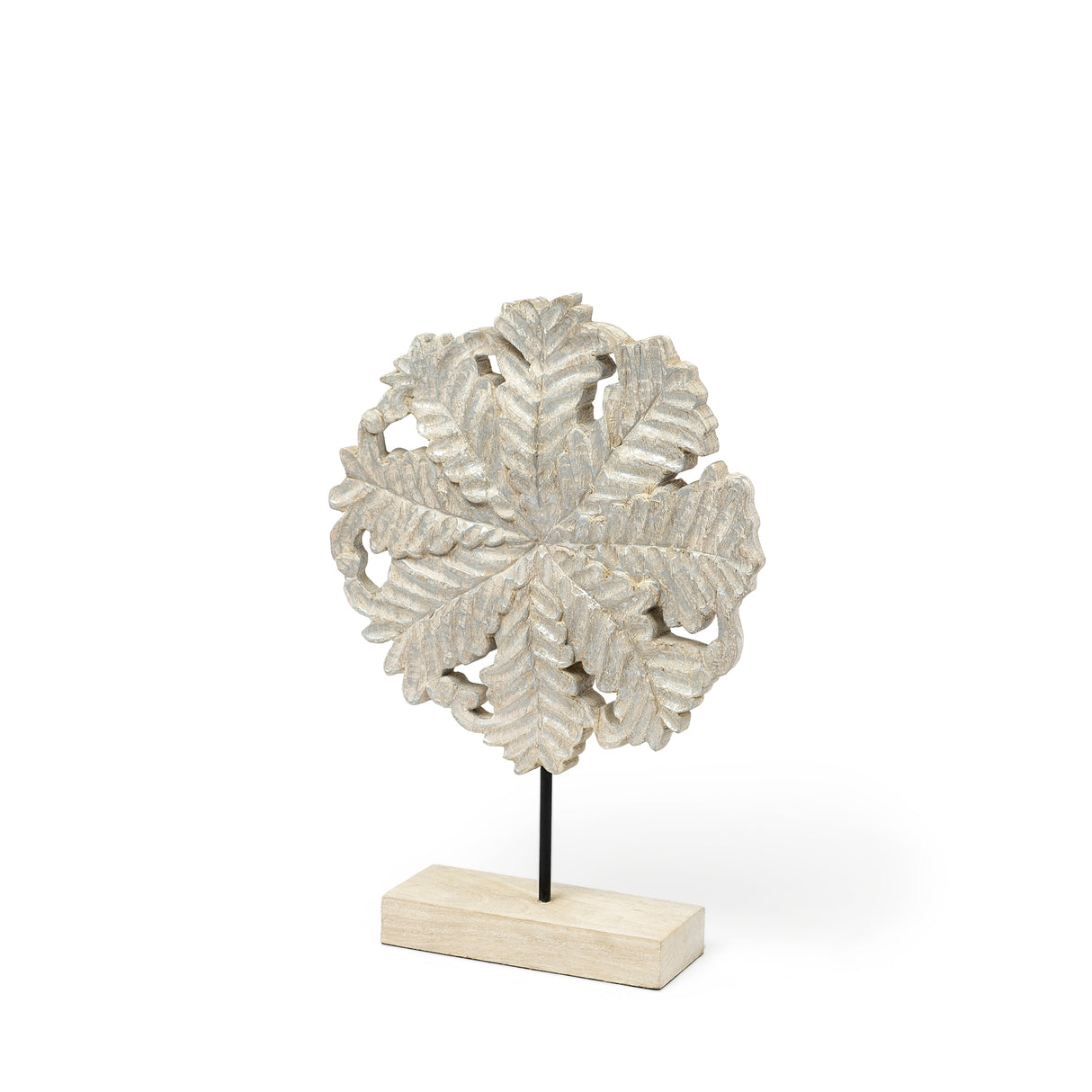 Kamara I (Small) 12L x 4W White Washed Wood W/Antiqued Silver Botanical Decorative Object from Mercana - Luna Furniture