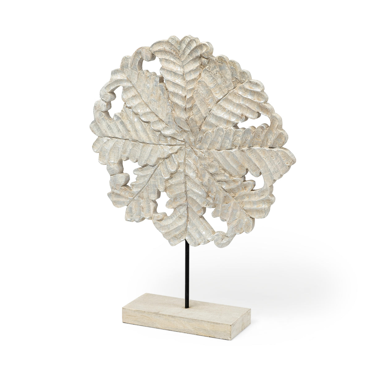 Kamara II (Large) 16L x 4W White Washed Wood W/Antiqued Silver Botanical Decorative Object from Mercana - Luna Furniture