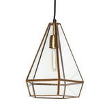 Prima 9.5x12.5 Gold Metal and Glass Pyramid Pendant Light from Mercana - Luna Furniture