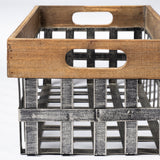 Chartrand Set of 2 Wood And Metal Open Crate Style Baskets from Mercana - Luna Furniture